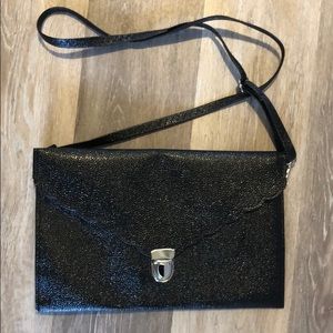 Black Scalloped Envelop Clutch